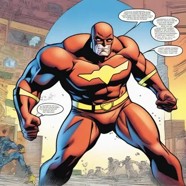 In the superhero comic, the hero gains scientifically enhanced abilities through a top-secret experiment gone awry.