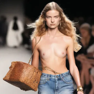 The fashion-conscious model carried a designer handbag and nibbled on a trendy granola bar during the runway show.