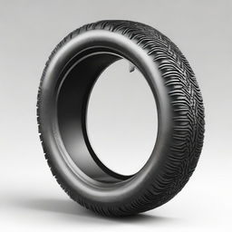 A rubber tyre with an infinity loop skirting its circumference. The loop features a variety of different terrains.