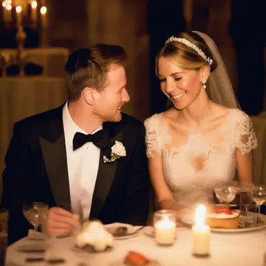 As they sat by the candlelight, the couple guttled their shared dessert with delight.