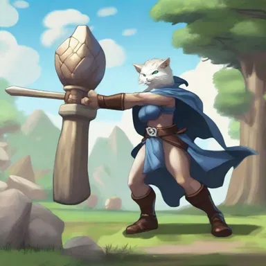 In the mystical realm of Elvoria, the magical beings compete in a legendary hammer throw tournament.