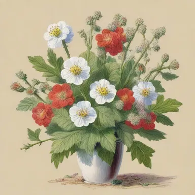 The painting depicts a beautiful bouquet of horehound flowers.
