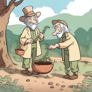 In the cartoon, the characters gather horehound plants to make a healing potion.