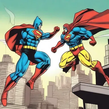 After a long and fierce battle, the superheroes finally patch up their differences and work together to defeat the villain.