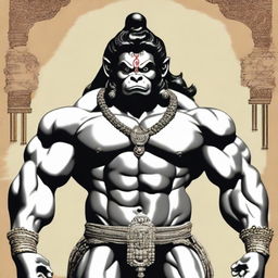 Bajrangbali, also known as Hanuman, depicted with chiseled six-pack abs, exuding strength and devotion.