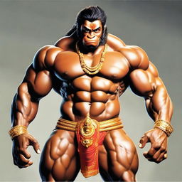 Bajrangbali, also known as Hanuman, depicted with chiseled six-pack abs, exuding strength and devotion.