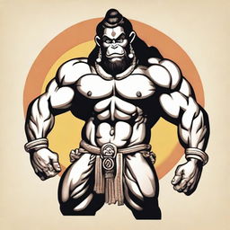 Bajrangbali, also known as Hanuman, depicted with chiseled six-pack abs, exuding strength and devotion.