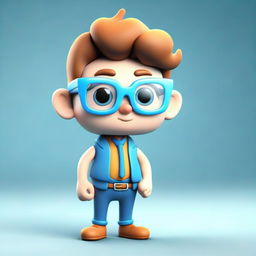 Create a 3D image of a cute, male Aquarius character. He should be wearing stylish glasses.