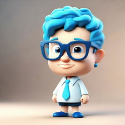 A 3D render of a charming and cute Aquarius male character wearing glasses.