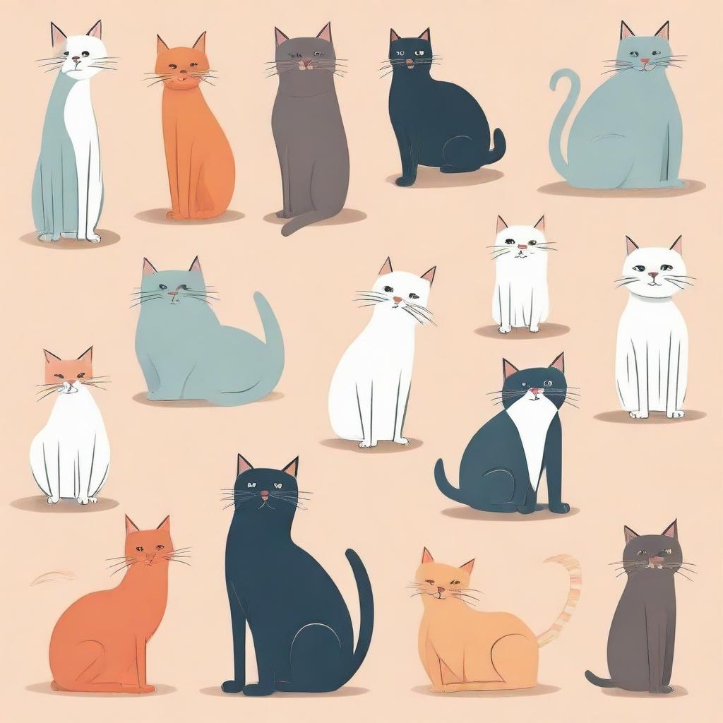 A collection of playful, well-groomed cats in various poses and settings