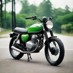 Modified version of a Kawasaki W175 motorcycle