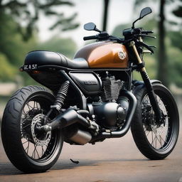 Yamaha XSR motorcycle transformed to mimic the distinct aesthetic features of a Royal Enfield 350 Classic.