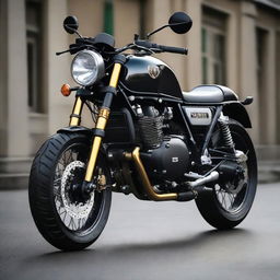 Yamaha XSR motorcycle transformed to mimic the distinct aesthetic features of a Royal Enfield 350 Classic.