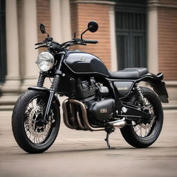 Yamaha XSR motorcycle transformed to mimic the distinct aesthetic features of a Royal Enfield 350 Classic.