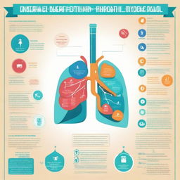 An infographic promoting the importance of maintaining healthy lungs, adorned with relevant icons and attractive colors pointing out the benefits of healthy lungs and steps to achieve it.