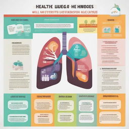 An infographic promoting the importance of maintaining healthy lungs, adorned with relevant icons and attractive colors pointing out the benefits of healthy lungs and steps to achieve it.