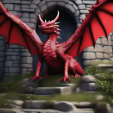 The dragon guarded the entrance to the enchanted castle, its claws entrenched in the ground.