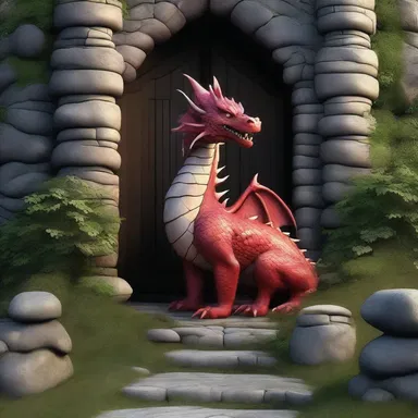 The dragon guarded the entrance to the enchanted castle, its claws entrenched in the ground.