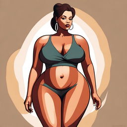 This is a tasteful, high-quality digital art image of a curvaceous woman