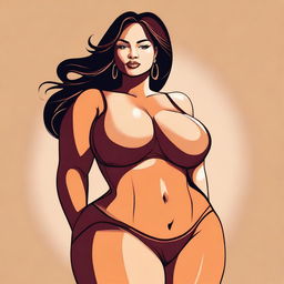 This is a tasteful, high-quality digital art image of a curvaceous woman