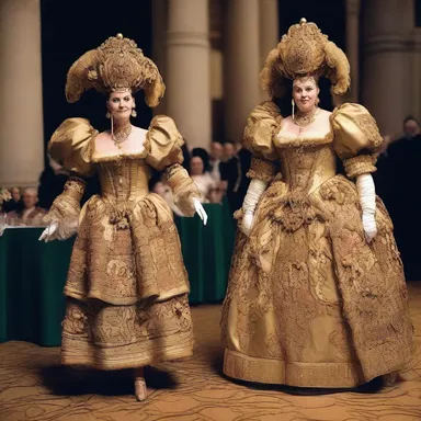 The elaborate and intricate costumes worn at the fancy-dress ball were a true display of artistic talent.