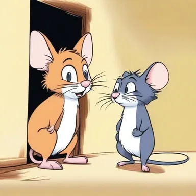 The clever mouse cogitated on how to outsmart the cat in the animated cartoon.