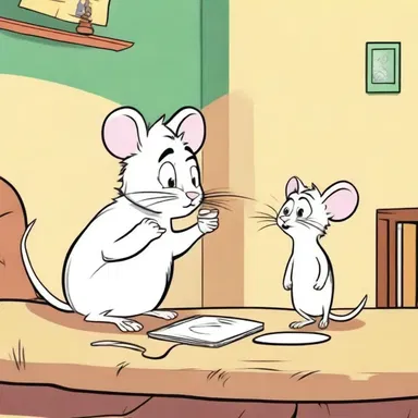 The clever mouse cogitated on how to outsmart the cat in the animated cartoon.