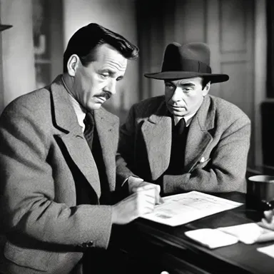 The detective cogitated on the evidence to solve the murder mystery in the crime film.
