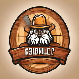 A humorous logo for a DIY woodworking business that combines elements of woodworking tools, wood grains, and playful caricature-style graphics.