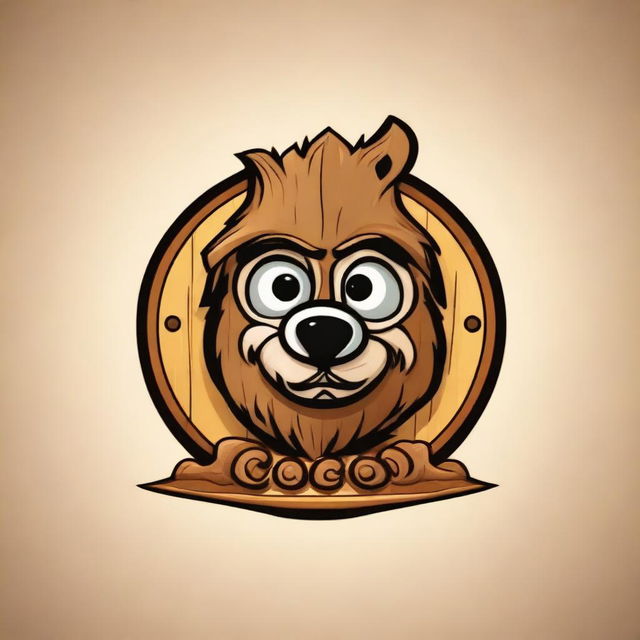 A humorous logo for a DIY woodworking business called 'COCO' incorporating woodworking tools, wood grains, and playful caricature-style graphics.