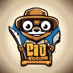 A humorous logo for a DIY woodworking business called 'COCO' incorporating woodworking tools, wood grains, and playful caricature-style graphics.