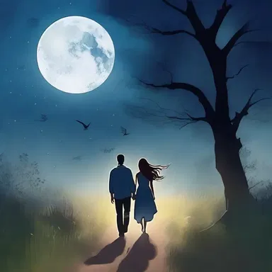 In the moonlight, they walked hand in hand along the unhewn path, enjoying the serenity of nature and each other's company.