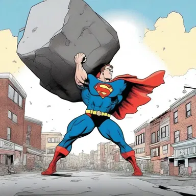 The superhero's strength was evident as he effortlessly lifted the unhewn boulder, saving the town from impending disaster.