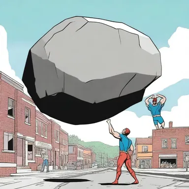 The superhero's strength was evident as he effortlessly lifted the unhewn boulder, saving the town from impending disaster.