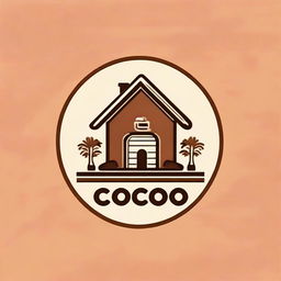 A humorous logo featuring the name 'COCO', woodworking elements, and a charming, visibly small house in the background for a DIY woodworking business.