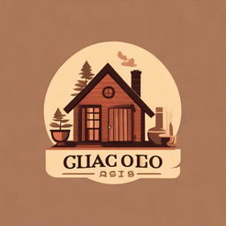 A humorous logo featuring the name 'COCO', woodworking elements, and a charming, visibly small house in the background for a DIY woodworking business.