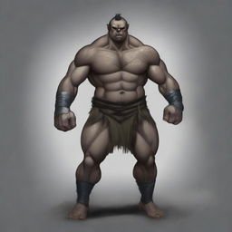 A high-quality digital art image of a grey-skinned Goliath pugilist