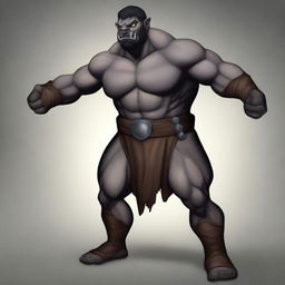 A high-quality digital art image of a grey-skinned Goliath pugilist