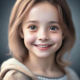 A high-resolution, realistic photo of a cute and beautiful girl with expressive eyes and a warm smile.