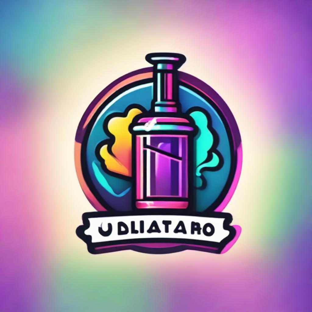 A vibrant logo boasting a stylish vape device, using a dynamic and engaging color scheme.