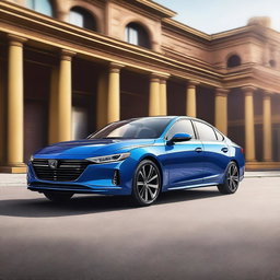 An image showcasing a midsize sedan with enhanced ground clearance