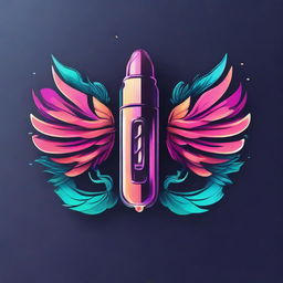 A vibrant logo featuring a sleek vape device embellished with elegant angel wings, rendered in a striking color palette.