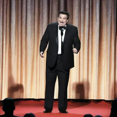 The comedian made a stereoscopic joke that had the audience in stitches.