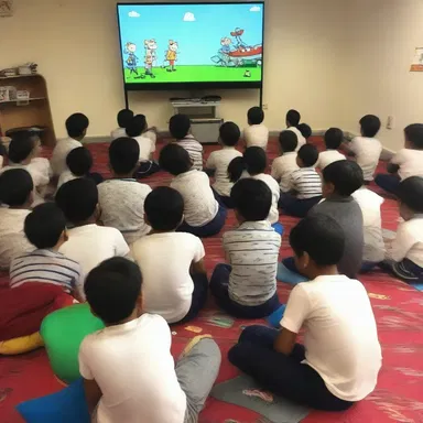 The children enjoyed watching stereoscopic cartoons with the characters popping out of the screen.