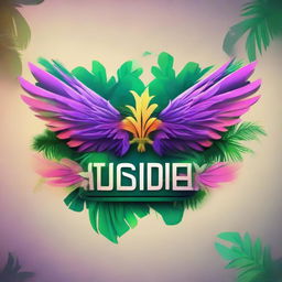 A vibrant logo featuring smoke transformed into elegant wings, with tropical palm trees flanking on either side.