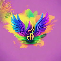 A vibrant logo featuring smoke transformed into elegant wings, with tropical palm trees flanking on either side.