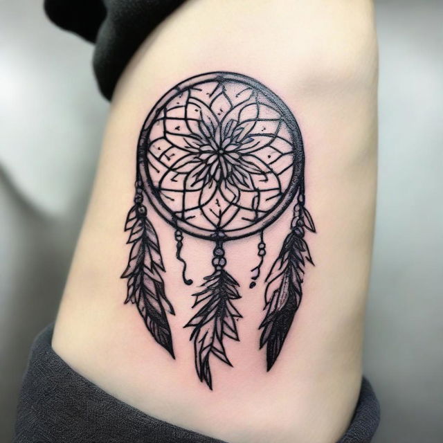 A minimalist tattoo design where books are crafted to resemble dream catchers.