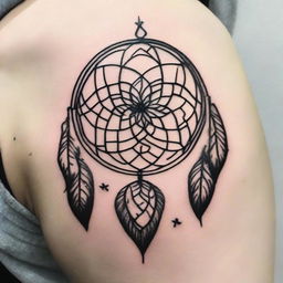 A minimalist tattoo design where books are crafted to resemble dream catchers.