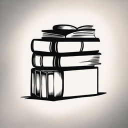 A simple and minimalist tattoo design featuring a stack of books.