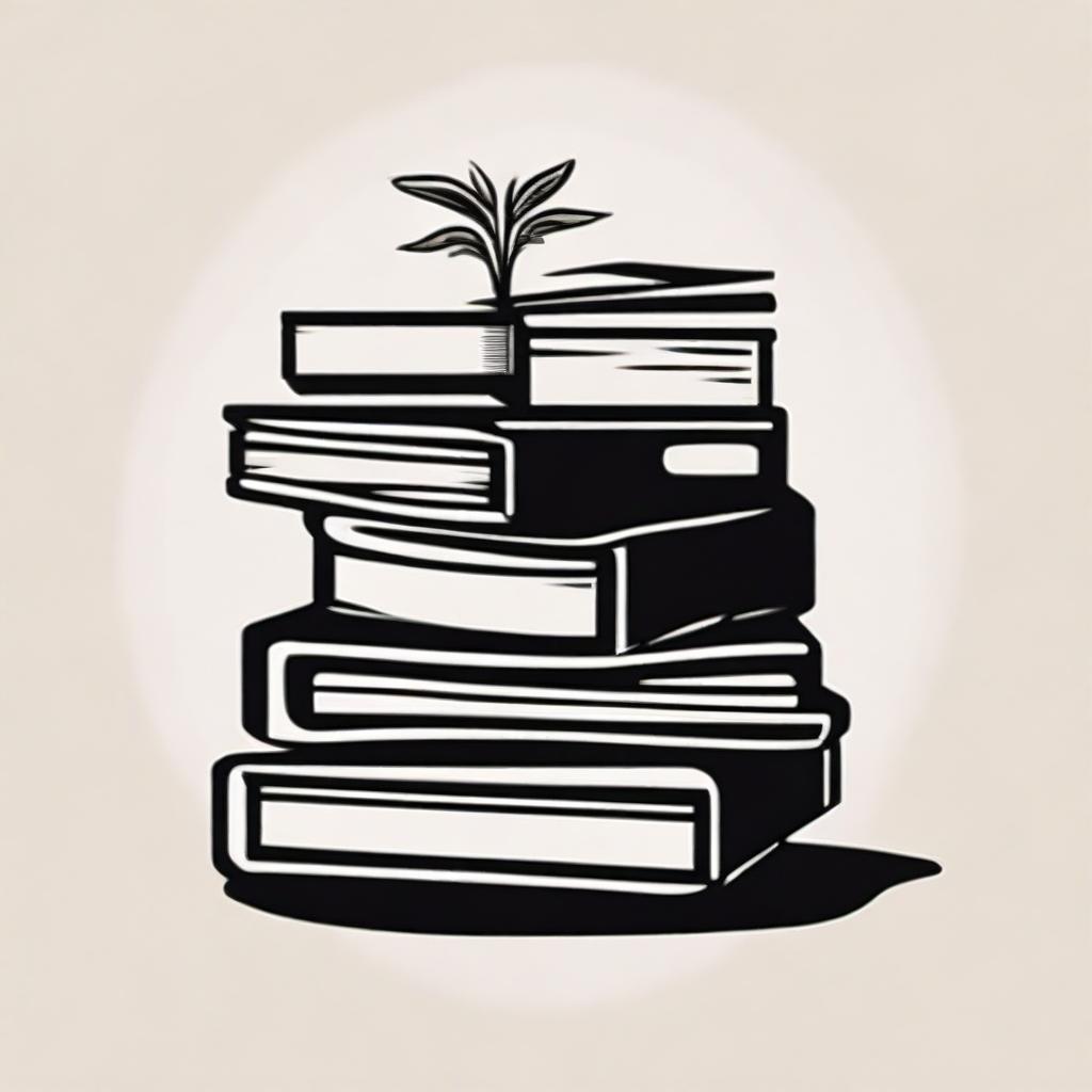 A simple and minimalist tattoo design featuring a stack of books.